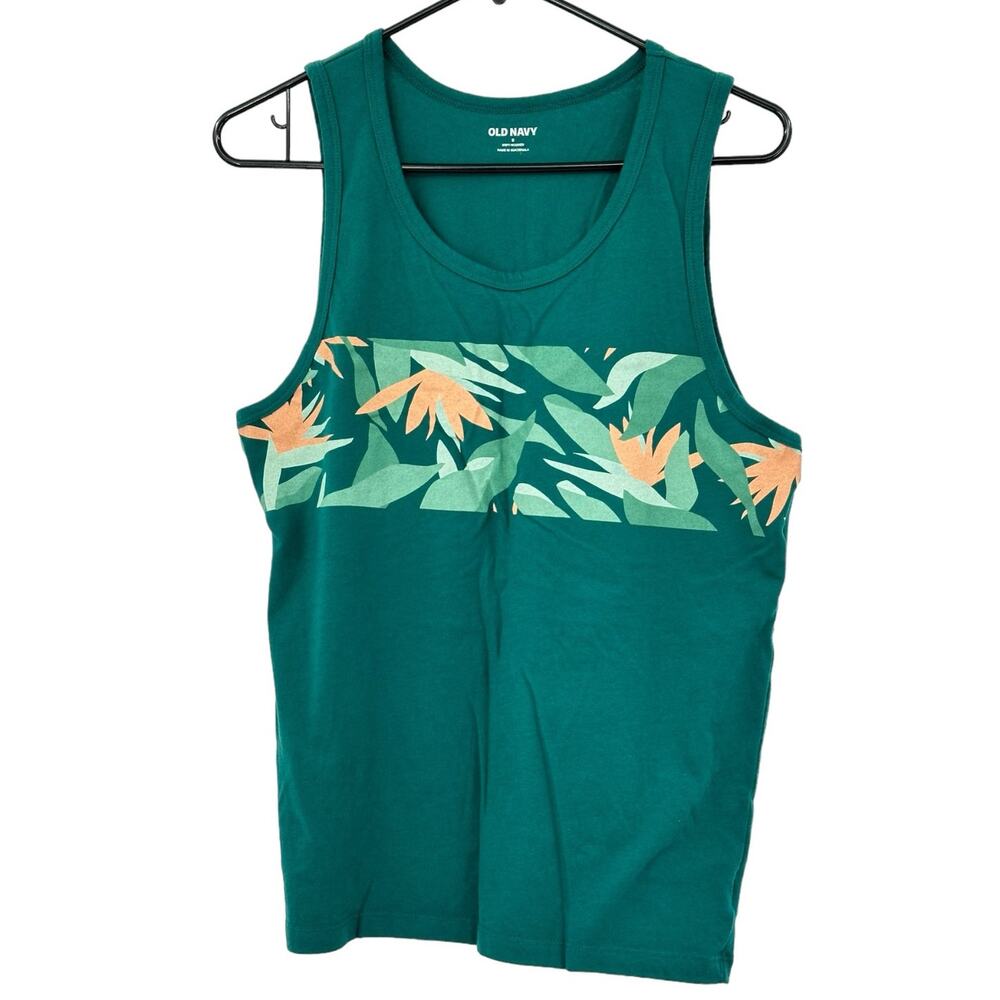 Old Navy Top Mens Small Soft Washed Tank Cotton Oceanside Summer Beach Tropical